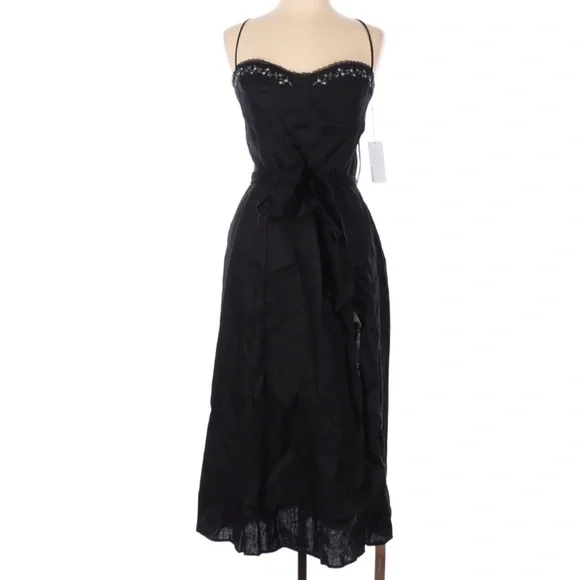 NWT REFORMATION KIERYN LINEN DRESS BLACK SIZE 12 - Picture 2 of 10